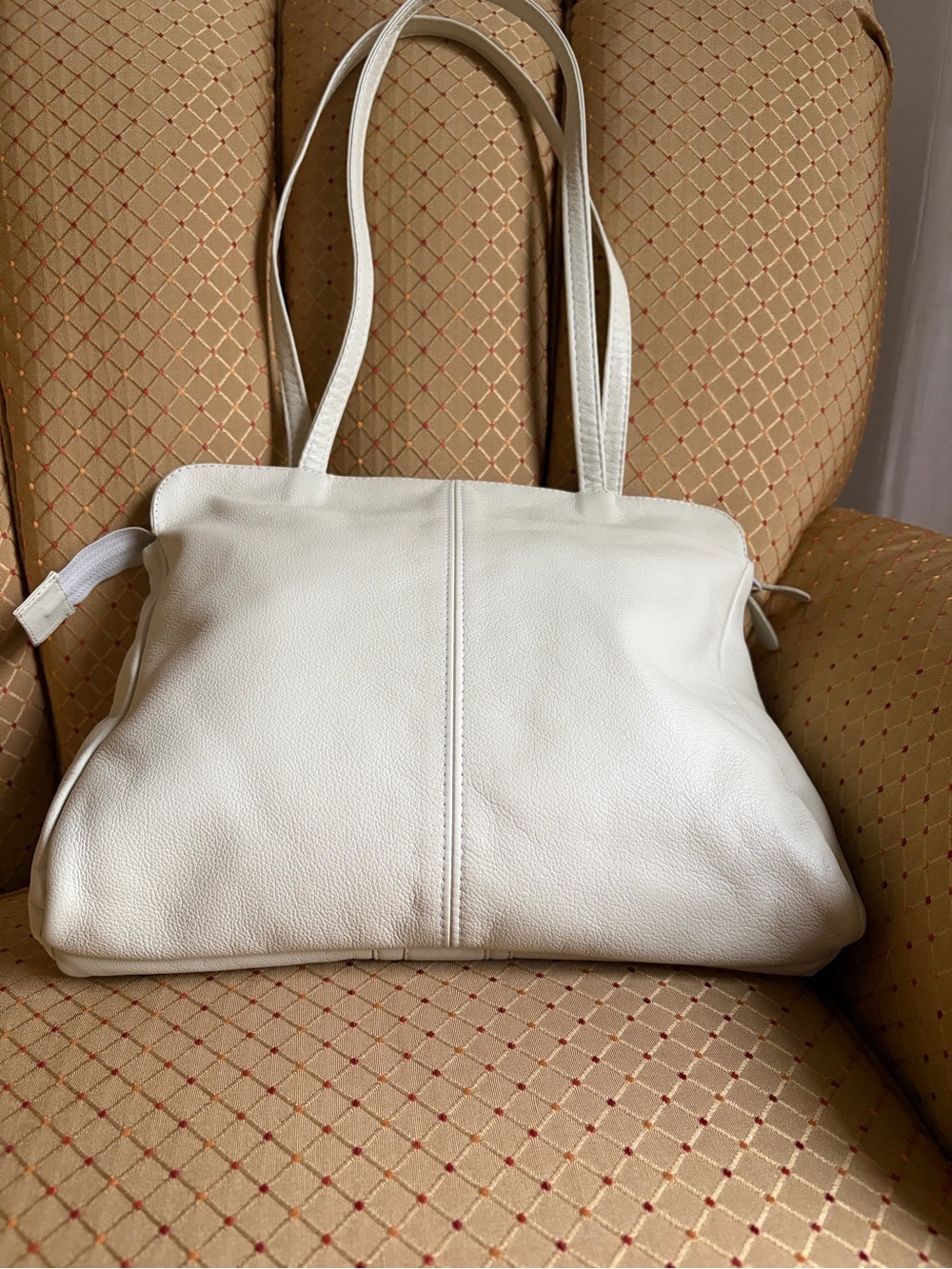 Soft Genuine Leather Tote Bag | Ivory/Cream | Minimalist | Excellent Condition